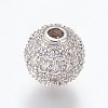 Brass Micro Pave Cubic Zirconia Beads ZIRC-E134-8mm-04P-1