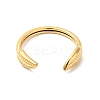 Ion Plating(IP) 304 Stainless Steel Leaf Open Cuff Ring for Women RJEW-I085-21G-2