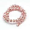 Handmade Flower Printed Porcelain Ceramic Beads Strands PORC-M006-8mm-14-2