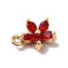 Brass Cubic Zirconia Flower Charms KK-O141-01G-07-3