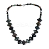 Natural Indian Agate Round & Cone Beaded Necklaces NJEW-N064-03F-1