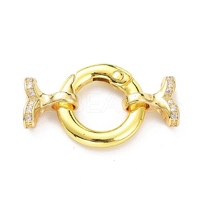 Brass Micro Pave Clear Cubic Zirconia Fold Over Clasps X-ZIRC-P085-02G-1