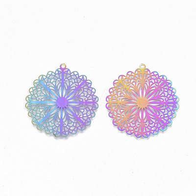 Ion Plating(IP) 201 Stainless Steel Filigree Pendants X-STAS-S108-110-1