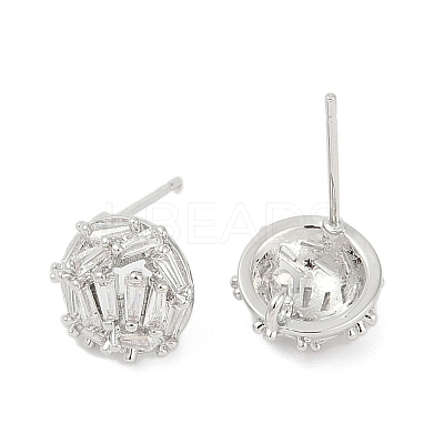 Brass Micro Pave Cubic Zirconia Stud Earring Findings KK-Z094-12P-1