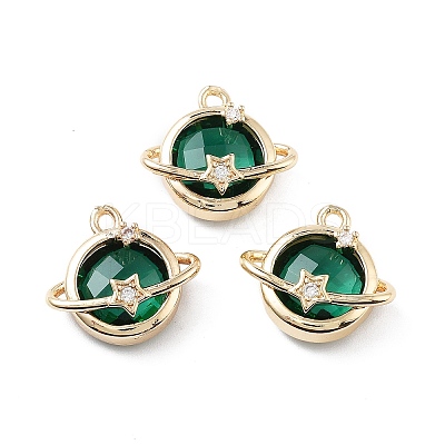 Rack Plating Brass Micro Pave Cubic Zirconia Pendants KK-M013-05G-1