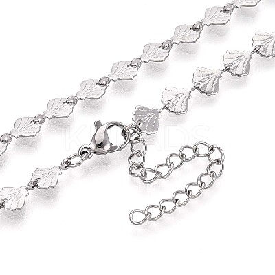6MM 304 Stainless Steel Shell Shape Link Chain Necklaces NJEW-T016-06P-1