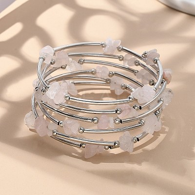 Gemstone Chip Warp Bracelets BJEW-JB01517-01-1