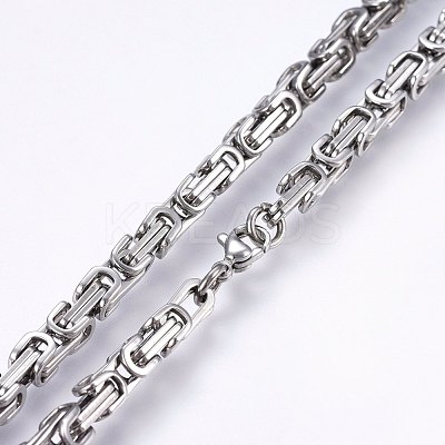 Non-Tarnish 201 Stainless Steel Byzantine Chain Necklaces NJEW-F222-13P-1