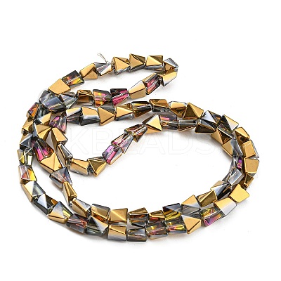 Half Plated Electroplate Transparent Glass Beads Strands EGLA-G037-06A-HP01-1