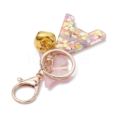 Letter A Resin & Butterfly Acrylic Pendant Keychain KEYC-JKC00932-1