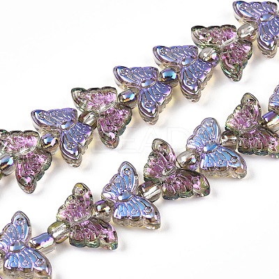 Electroplate Glass Beads Strands EGLA-N012-04F-1
