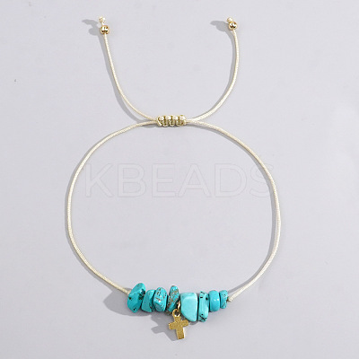 Bohemian Style Cross Synthetic Turquoisee Braided Beaded Bracelets for Women XK2373-8-1