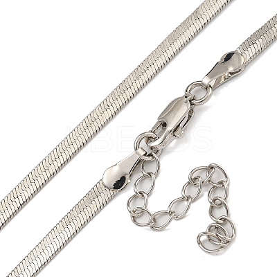 Brass Flat Snake Chain Necklaces for Women NJEW-U011-14P-1