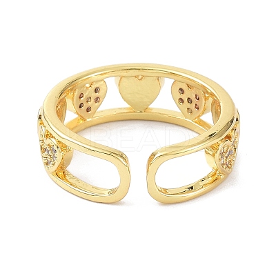 Heart Real 18K Gold Plated Cuff Rings for Girl Women Gift X-ZIRC-C021-11G-1