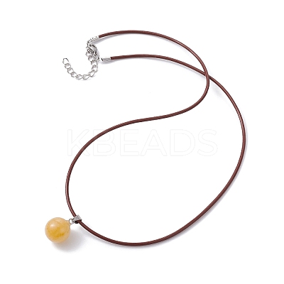 Natural Citrine Round Pendant Necklaces NJEW-JN04478-04-1