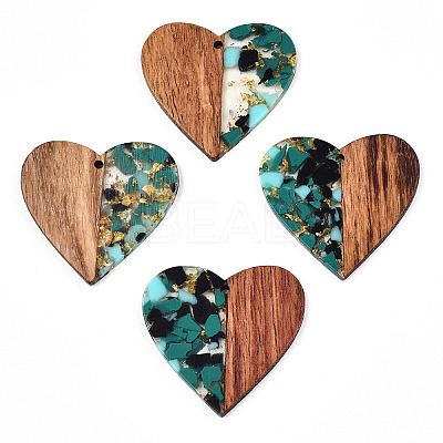 Transparent Resin & Walnut Wood Pendants RESI-TAC0017-73-A02-1