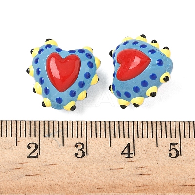 Baking Paint Glass Bumpy Beads Heart LAMP-V001-09E-1