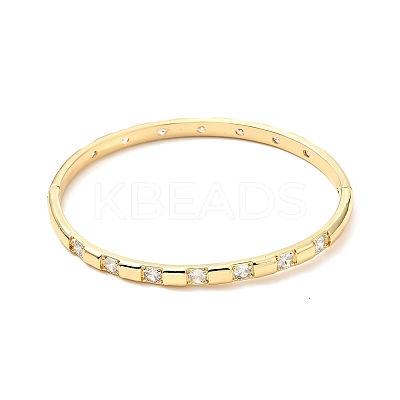 Clear Cubic Zirconia Hinged Bangle BJEW-J165-08G-1