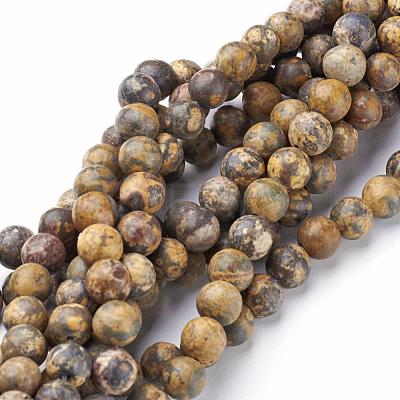Natural Gemstone Leopard Skin Jasper Round Beads Strands G-A130-2mm-24-1