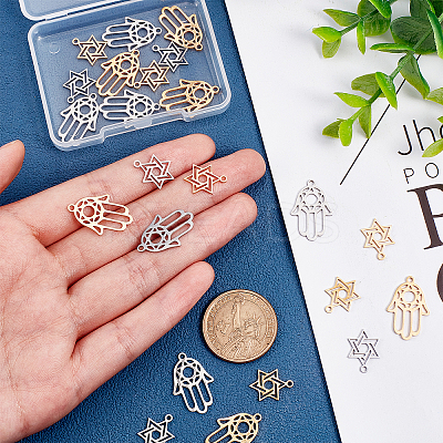 24Pcs 4 Style 201 Stainless Steel Charms STAS-DC0008-60-1