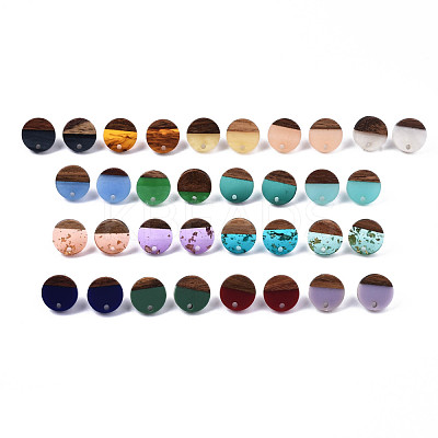 Resin & Walnut Wood Stud Earring Findings MAK-N032-007A-1