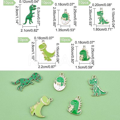 50Pcs 5 Style Alloy Enamel Pendants ENAM-NB0001-78-RS-1