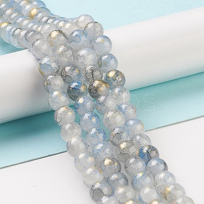 Baking Paint Crackle Glass Bead Strands X1-DGLA-R053-03C-1