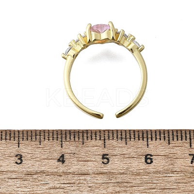 Brass Micro Pave Cubic Zirconia Open Cuff Rings for Women RJEW-F179-03G-1