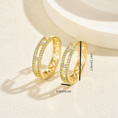 Hollow Brass Clear Cubic Zirconia Hoop Earrings OV8801-1