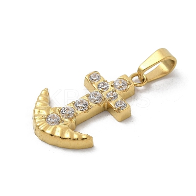 Ion Plating(IP) 304 Stainless Steel Micro Pave Cubic Zirconia Pendants STAS-Z107-07G-1