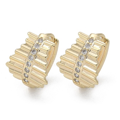 Brass Clear Cubic Zirconia Hoop Earrings EJEW-Q014-17G-1
