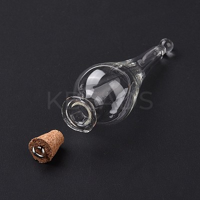 Teardrop Glass Cork Bottle Big Pendants LS-AJEW-A041-01B-1