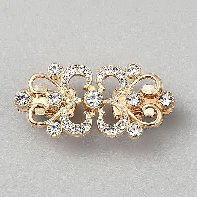 Flower Alloy & Glass Cardigan Clips AJEW-WH0314-876G-1