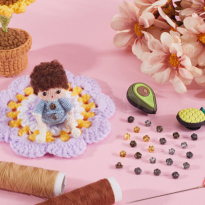 100Pcs 4 Colors Flower Mini Alloy Buttons BUTT-GF0003-83-1