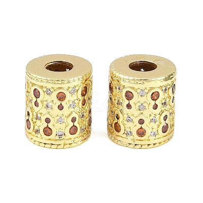 Brass Micro Pave Cubic Zirconia European Beads KK-D109-09B-G-1