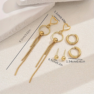 Stainless Steel Ring Tassel Earrings Sets LS-OV1980-3-1