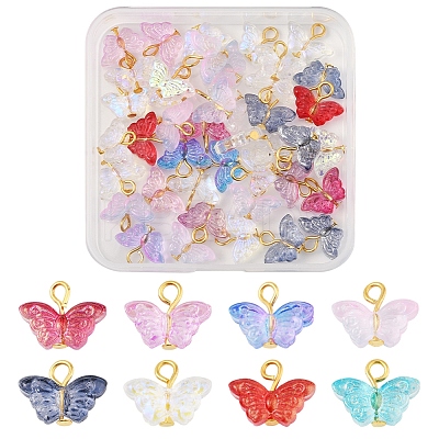 50Pcs Glass Pendants PALLOY-FS00016-1