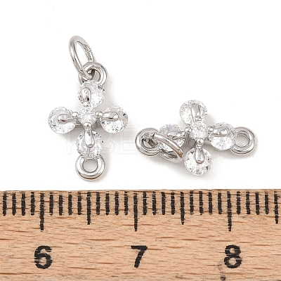 Brass Pave Clear Cubic Zirconia Cross Links Connector Charms KK-G544-16P-1