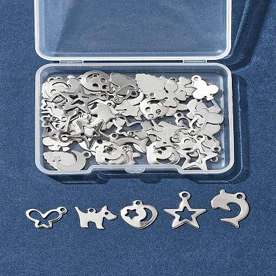 64Pcs 16 Styles Anti-Tarnish 201 Stainless Steel Charms STAS-FS0001-63-1