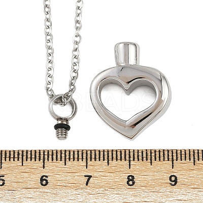 304 Stainless Steel Heart Pendant Pet Urn Ashes Necklaces LS-NJEW-S455-03P-1