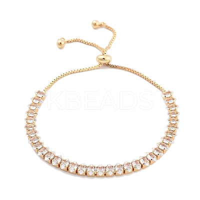 Brass Pave Clear Cubic Zirconia Horse Eye Box Chain Slider Bracelets BJEW-B094-06B-G-1