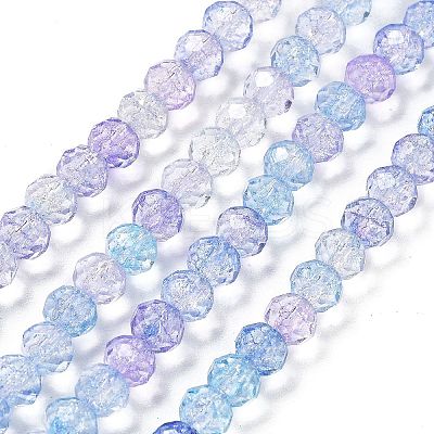 Transparent Crackle Glass Beads Strands X-CCG-L050-01B-08-1