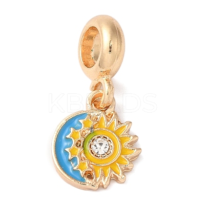 Rack Plating Alloy Crystal Rhinestone European Dangle Charms PALLOY-S189-14G-1