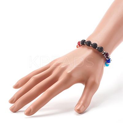 Handmade Evil Eye Lampwork Beaded Stretch Bracelets BJEW-JB06467-1