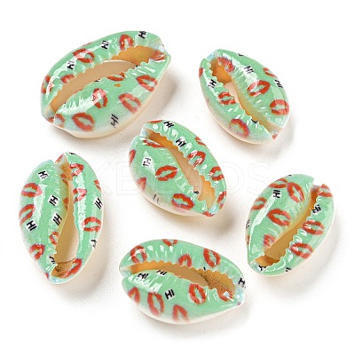 Printed Natural Shell Beads BSHE-G037-01-1