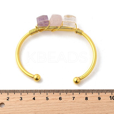 Natural Rose Quartz & Amethyst & Crystal Quartz Beads Cuff Bangles for Women BJEW-Q035-01G-03-1