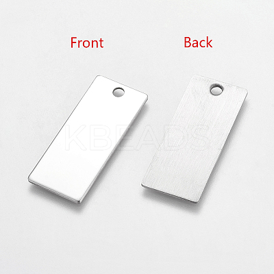 Tarnish Resistant 304 Stainless Steel Rectangle Pendants X-STAS-R058-02-1