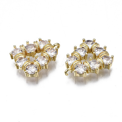 Brass Inlaid Clear Cubic Zirconia Pendants ZIRC-S069-025G-1