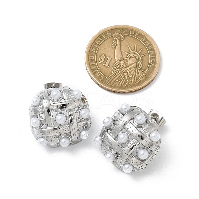 304 Stainless Steel knit Stud Earrings EJEW-B108-08P-1