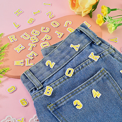 36Pcs 2 Sets 2 Styles Letter A~Z & Number 0~9 Polyester Embroidery Sew On Patches Sets PATC-TA0001-55D-1